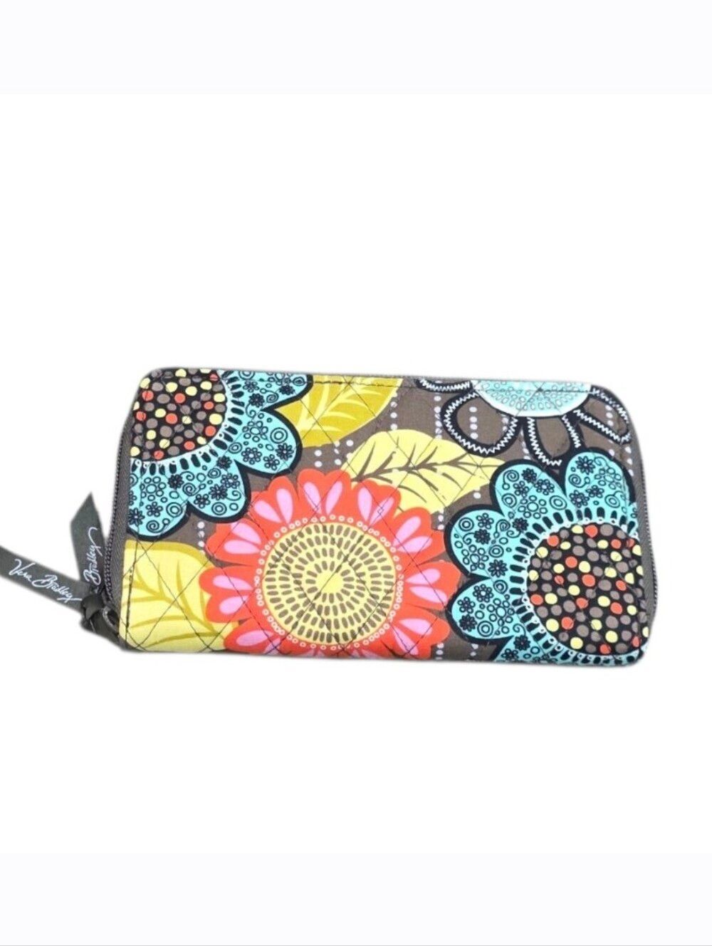 Vera Bradley Flower Shower Floral Zip Around Wallet Multicolor Cotton Organizer